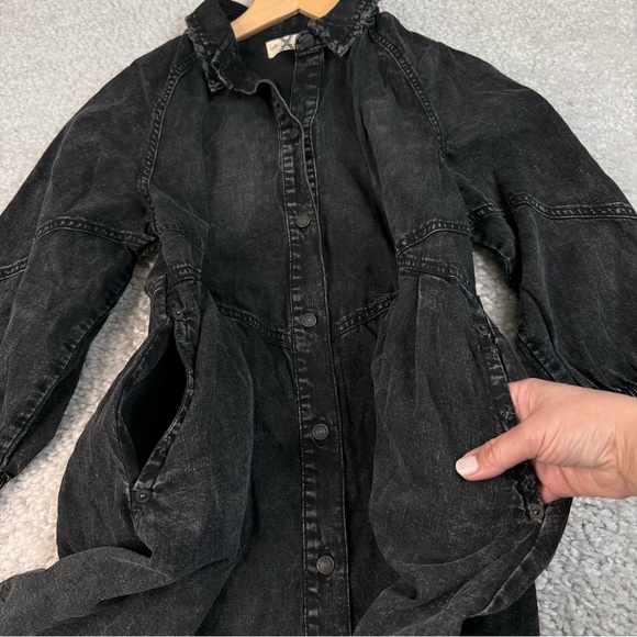 NWT Free People We The Free Hannah Denim Mini Dress Black Oversize Size XS - Picture 8 of 16